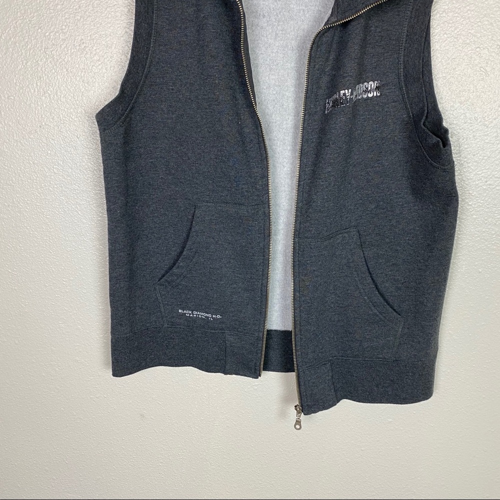 Harley Davidson Gray Zip Up Vest - Picture 7 of 8